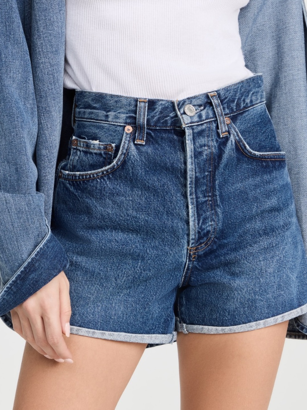 AGOLDE Dee High Rise Rolled Hem Shorts  Size 32
